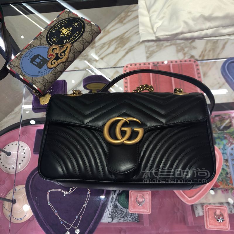 美到Guccimarmont 紅色金扣鏈條包  小心心都給你 (4)