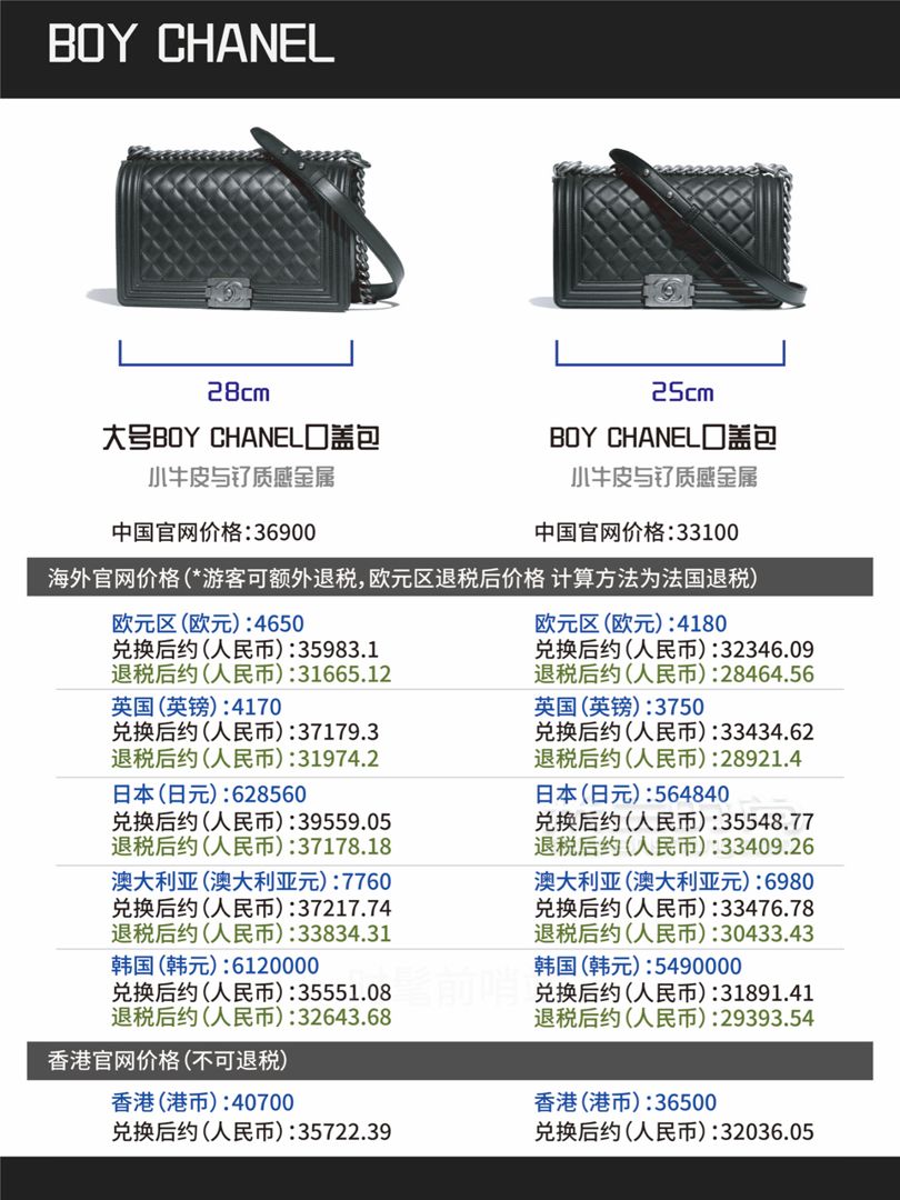 香奈兒 Chanel 經(jīng)典款包包全球比價（2019年5月最新） (7)