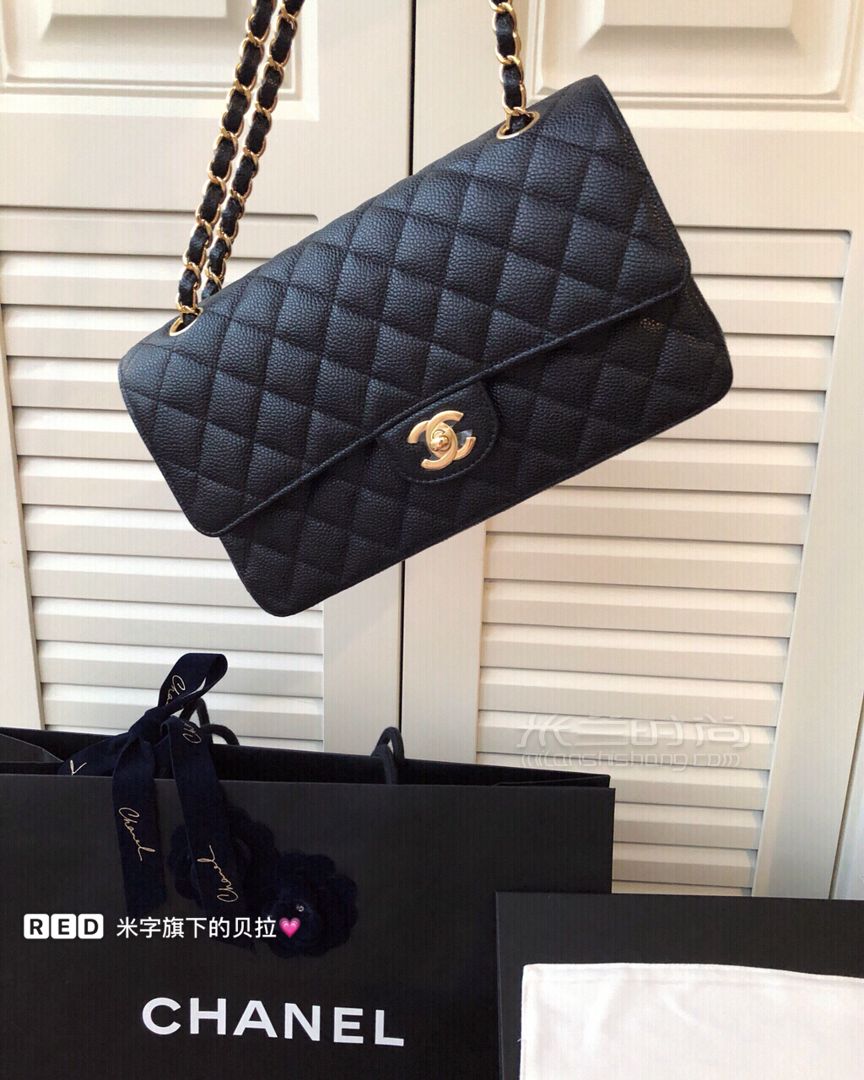 Chanel cf 中號(hào) 牛皮荔枝紋 2018新年第一包 (8)