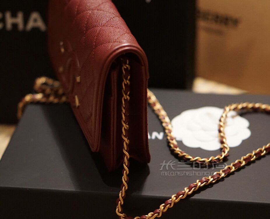 香奈兒Chanel woc 大logo酒紅車?yán)遄由锒?(4)