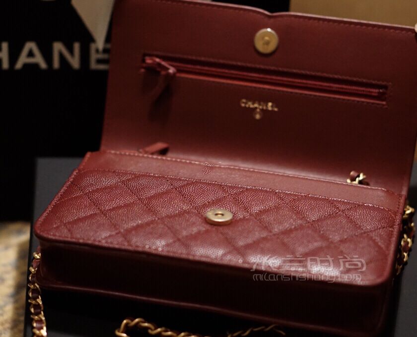 香奈兒Chanel woc 大logo酒紅車?yán)遄由锒?(5)