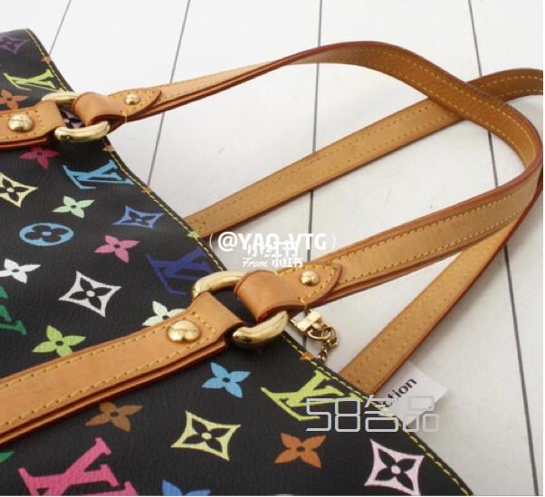LV村上隆限量絕版黑三彩托特單肩包～,lv包序列號(hào)在哪_3