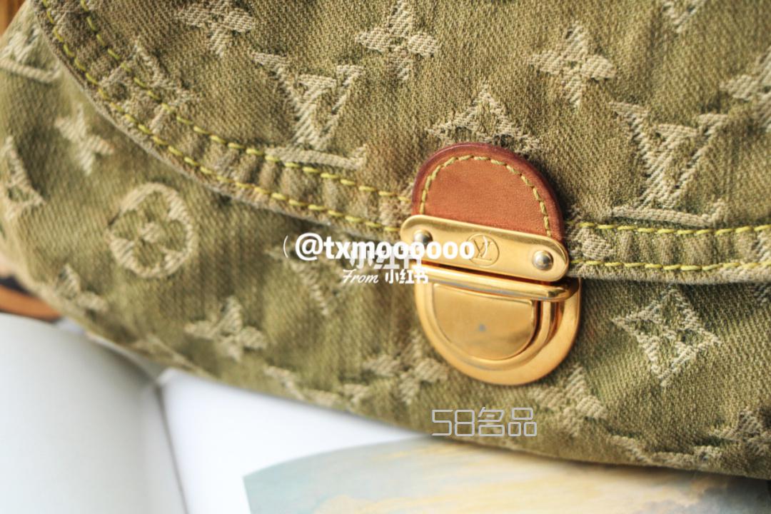 中古lv單寧綠色牛仔腋下包vintage,lv 電腦包_10