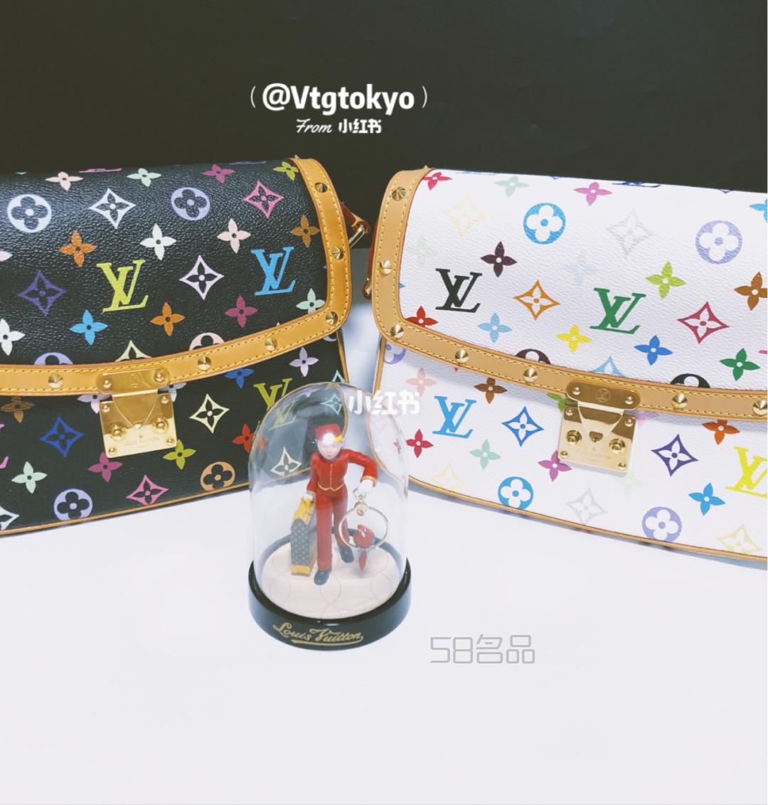 中古包推薦LV村上隆絕版黑白三彩郵差包,lv speedy 序列號_1