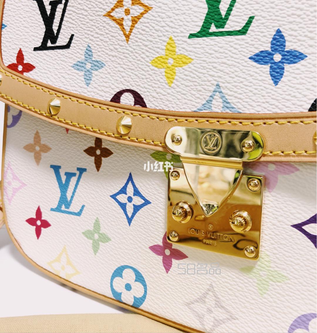 中古包推薦LV村上隆絕版黑白三彩郵差包,lv speedy 序列號_7