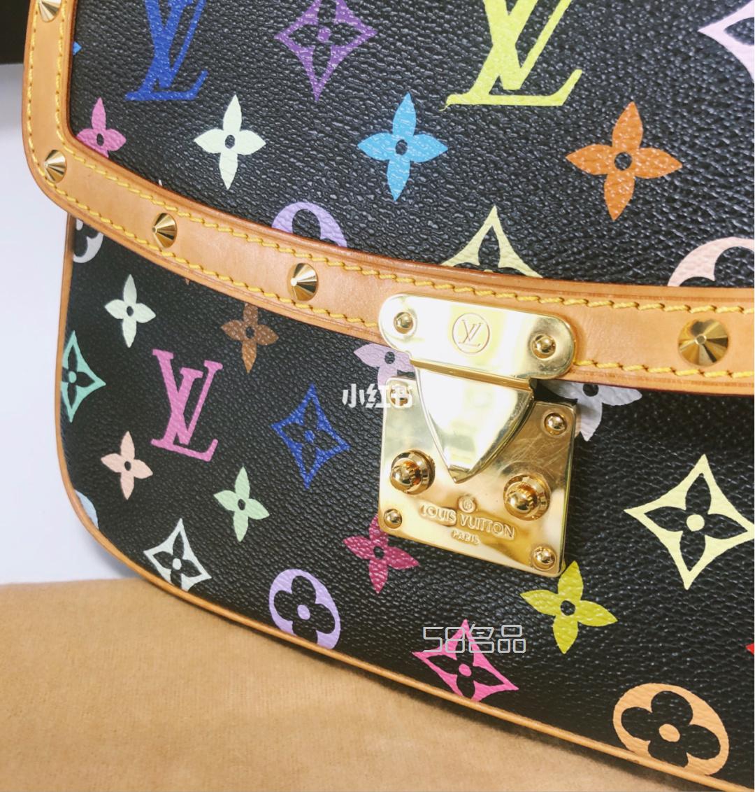 中古包推薦LV村上隆絕版黑白三彩郵差包,lv speedy 序列號_3