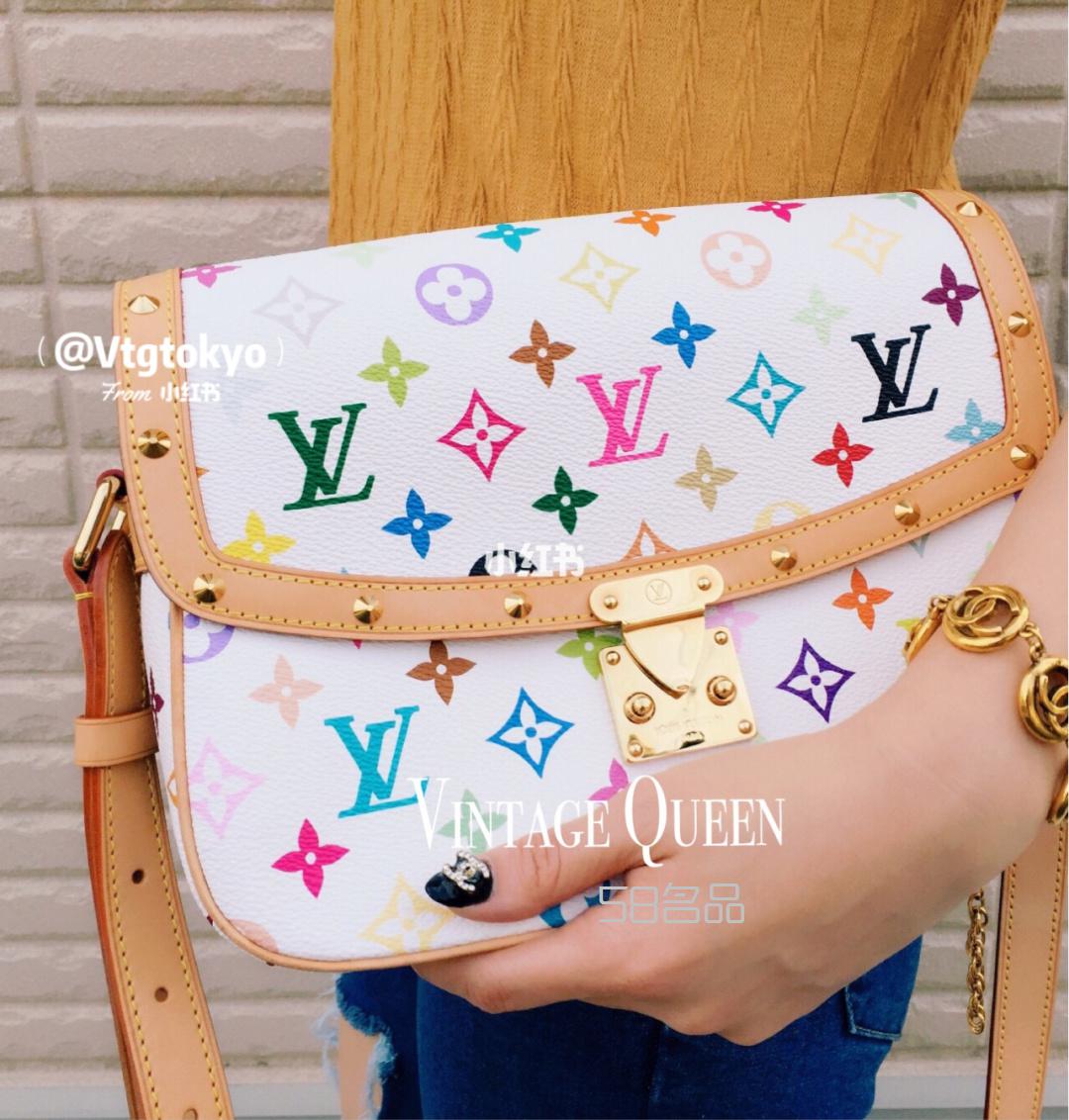 中古包推薦LV村上隆絕版黑白三彩郵差包,lv speedy 序列號_14