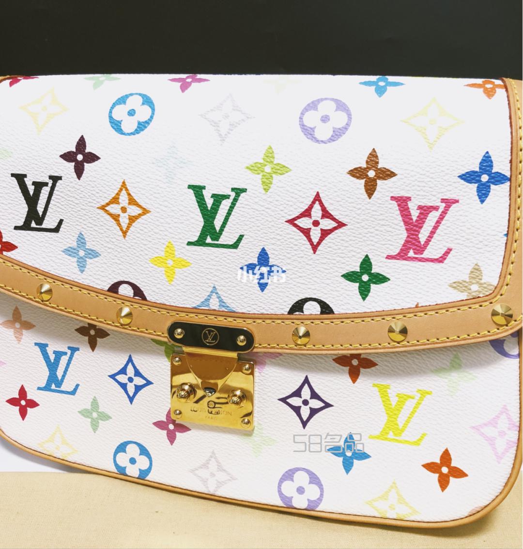 中古包推薦LV村上隆絕版黑白三彩郵差包,lv speedy 序列號_9