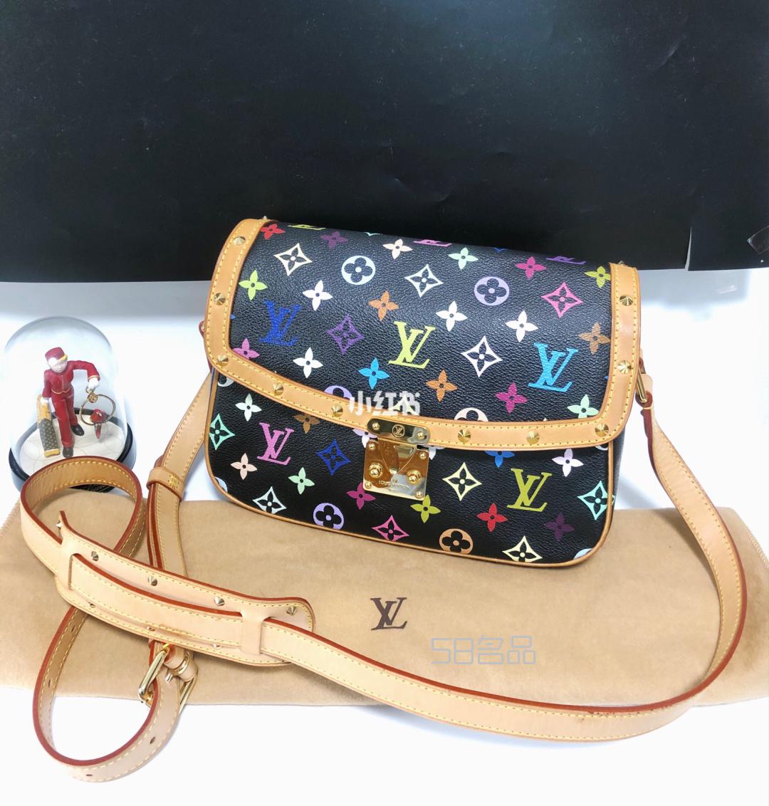 中古包推薦LV村上隆絕版黑白三彩郵差包,lv speedy 序列號_16