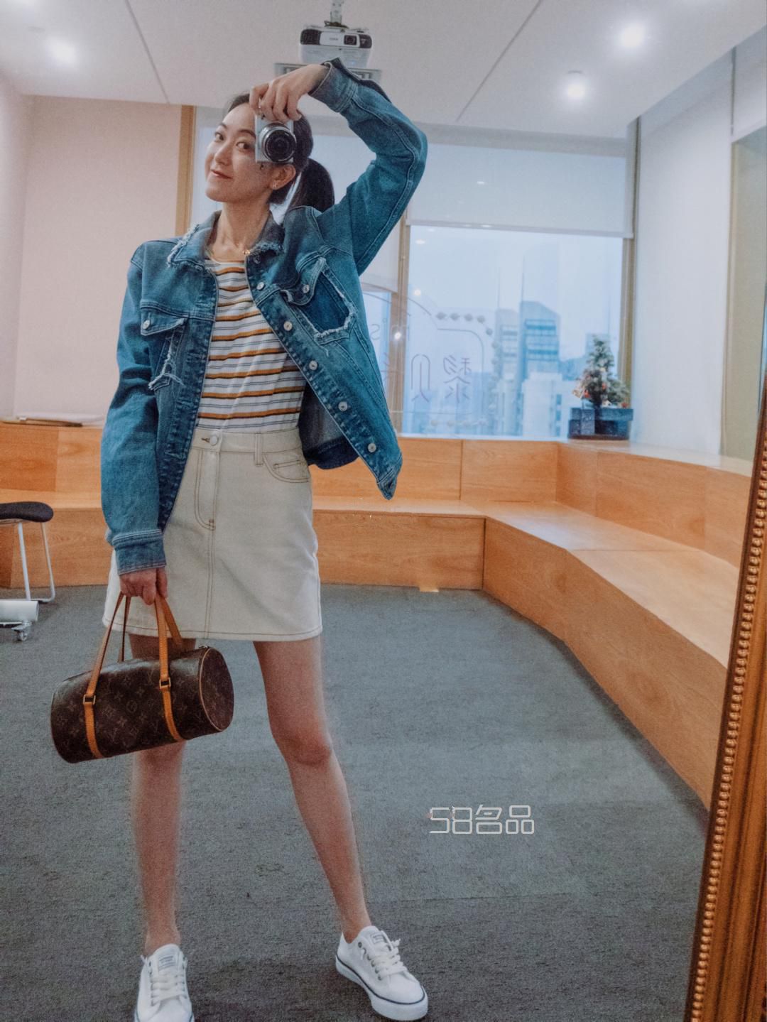 ootd｜LV圓筒包+牛仔外套和牛仔短裙,lv褲腰帶價(jià)格_3