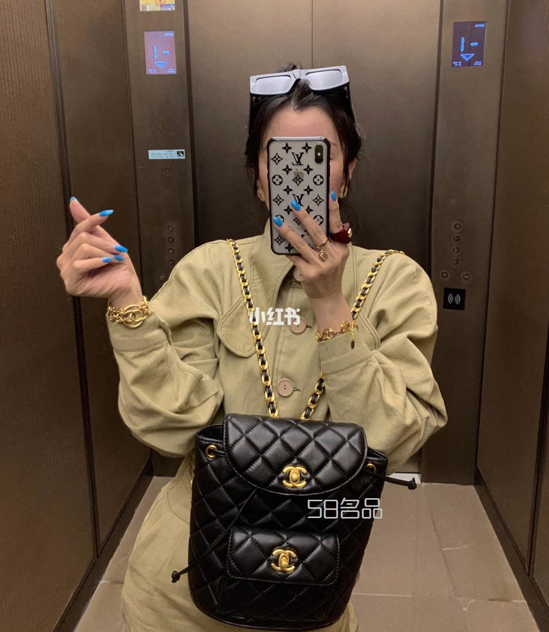 香奈兒保齡球包中古雙肩包Lv老花肯豆雙肩包_7