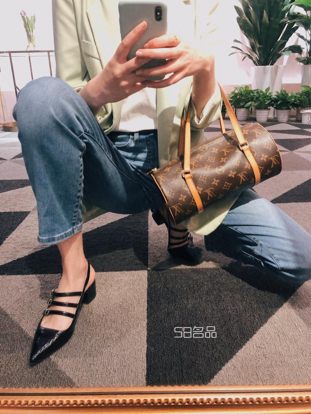 ootd｜LV圓筒包Day 1,lv epi水波紋綠色牛皮女士手提包_5