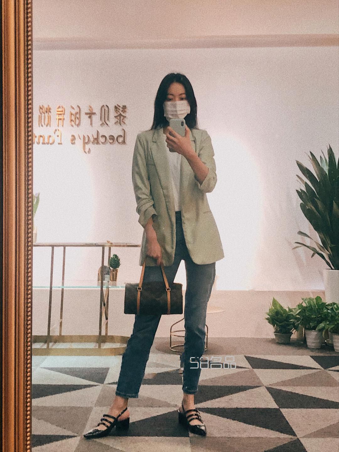 ootd｜LV圓筒包Day 1,lv epi水波紋綠色牛皮女士手提包_7