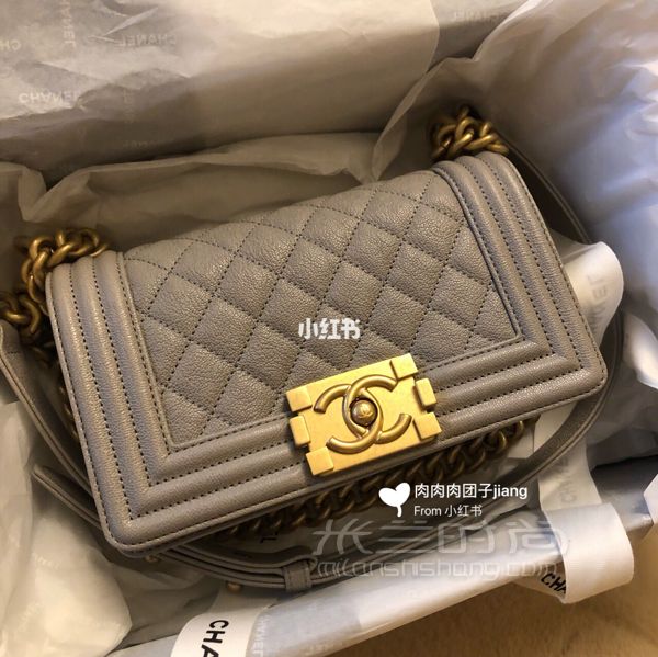 香奈兒Chanel Leboy 20cm 19年新款大象灰牛皮金扣_2