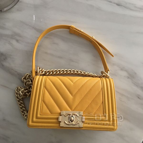 買包記買到了Chanel leboy小號20檸檬黃色超開心_7
