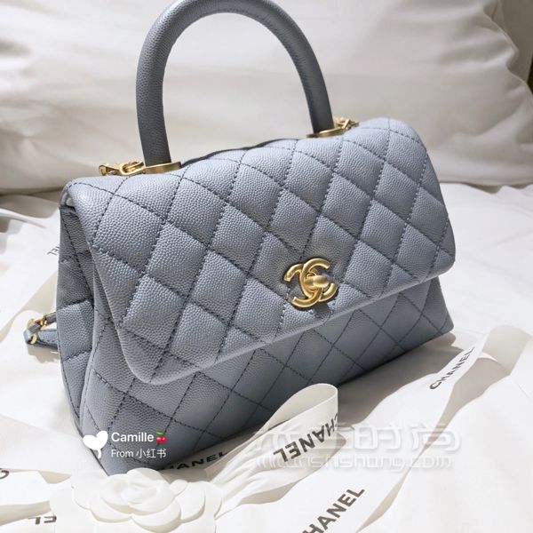 Chanel coco handle 霧霾藍 小號 2019春夏 荔枝牛皮_2