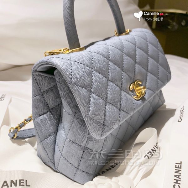 Chanel coco handle 霧霾藍 小號 2019春夏 荔枝牛皮_5