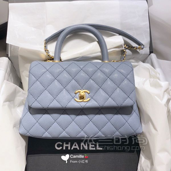 Chanel coco handle 霧霾藍 小號 2019春夏 荔枝牛皮_7