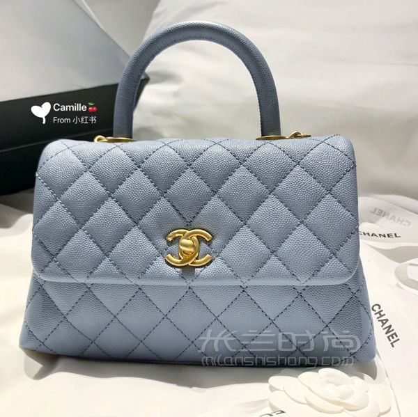 Chanel coco handle 霧霾藍 小號 2019春夏 荔枝牛皮_1