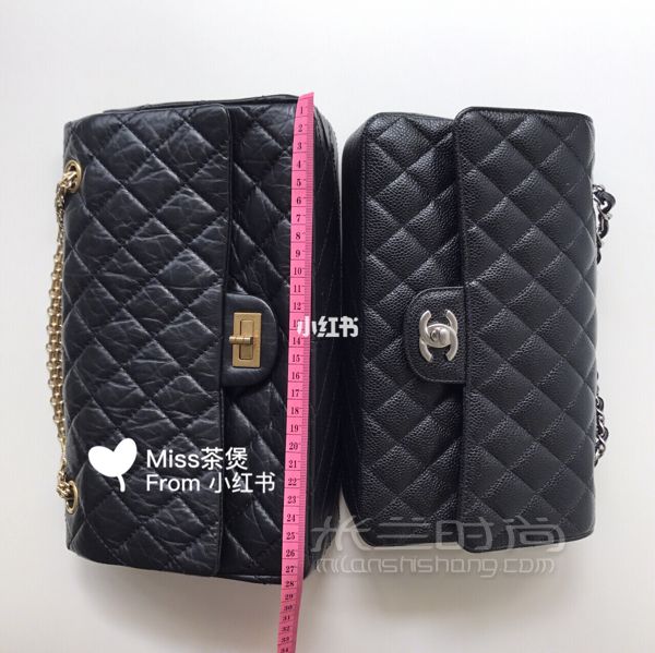 實(shí)用帖Chanel 2.55中號(hào)cf中號(hào)比較_5