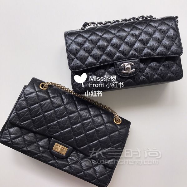 實(shí)用帖Chanel 2.55中號(hào)cf中號(hào)比較_1