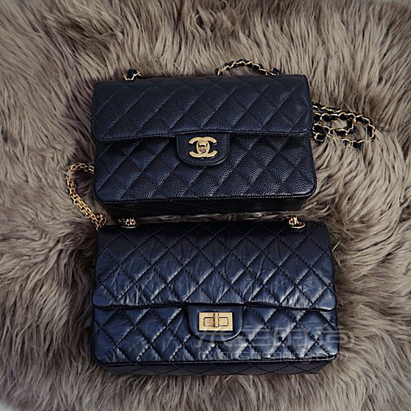 Chanel CF 和 2.55 小號黑金對比_1