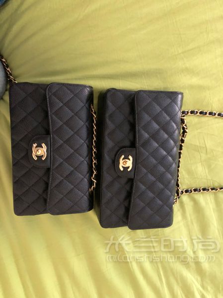香奈兒包cf 黑金 小號和中號的對比大小照片_5