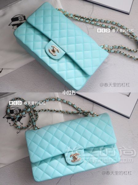 新包包2019早春新款香奈兒Chanel cf包Tiffany藍(lán)中號(hào)_4