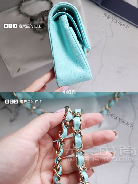 新包包2019早春新款香奈兒Chanel cf包Tiffany藍(lán)中號(hào)_6