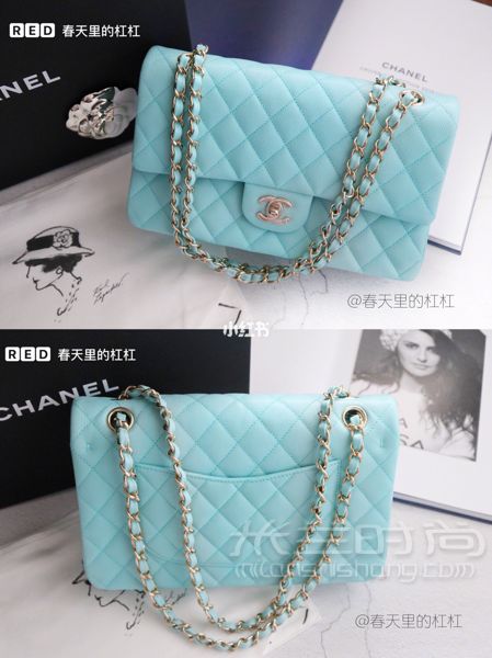 新包包2019早春新款香奈兒Chanel cf包Tiffany藍(lán)中號(hào)_2