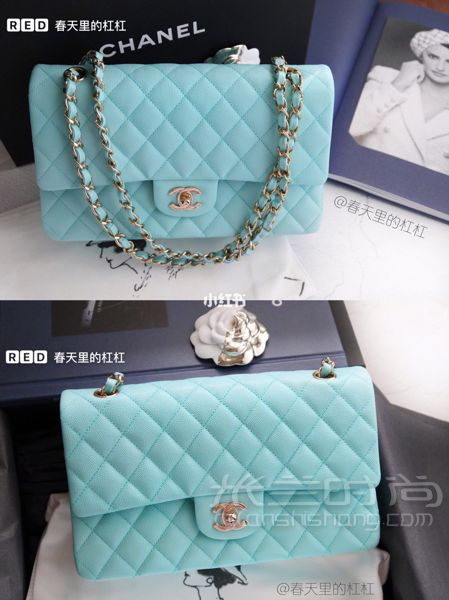 新包包2019早春新款香奈兒Chanel cf包Tiffany藍(lán)中號(hào)_1