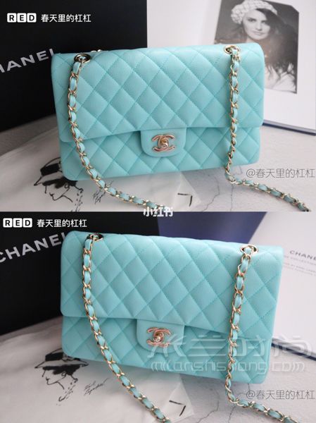 新包包2019早春新款香奈兒Chanel cf包Tiffany藍(lán)中號(hào)_3