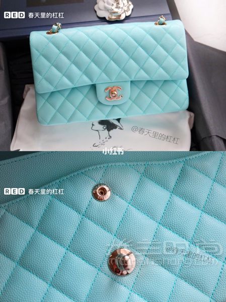 新包包2019早春新款香奈兒Chanel cf包Tiffany藍(lán)中號(hào)_8