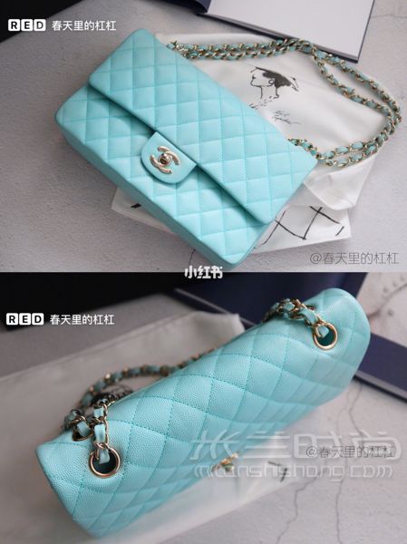 新包包2019早春新款香奈兒Chanel cf包Tiffany藍(lán)中號(hào)_5