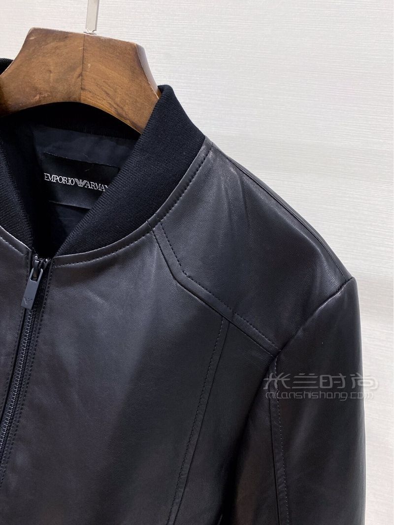 耍帥的阿瑪尼棒球服皮衣夾克 棒球服_5