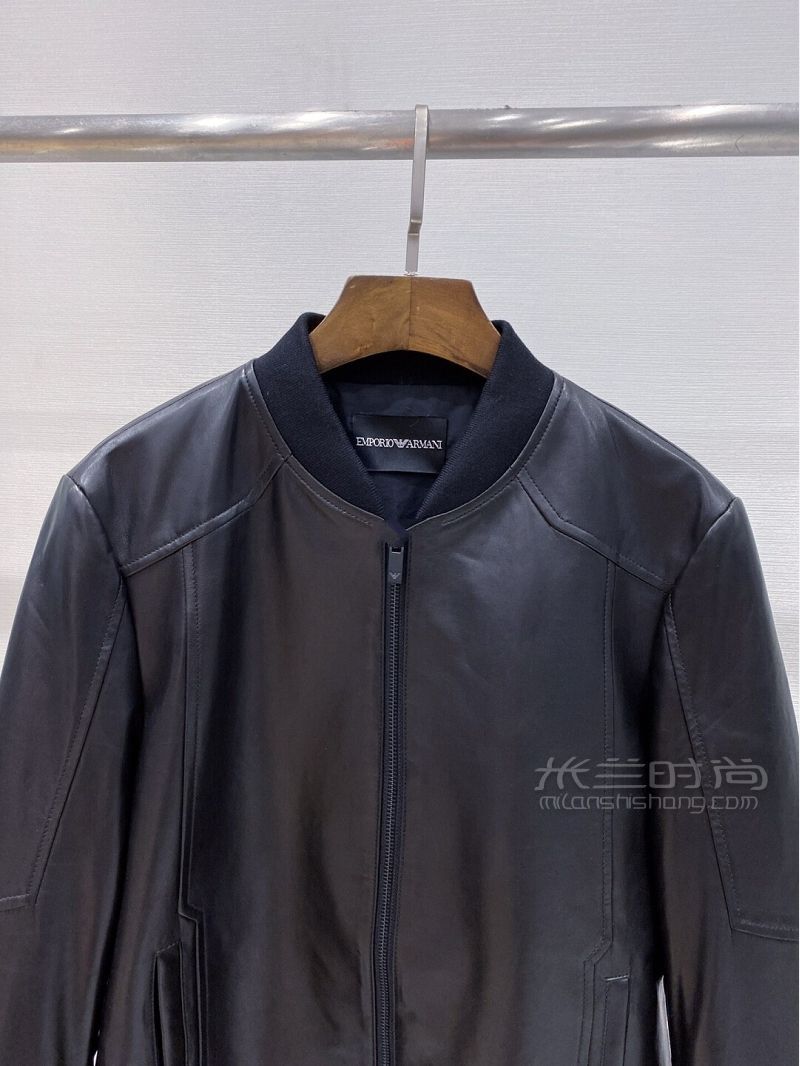 耍帥的阿瑪尼棒球服皮衣夾克 棒球服_2