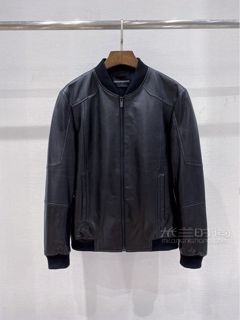 耍帥的阿瑪尼棒球服皮衣夾克 棒球服_1