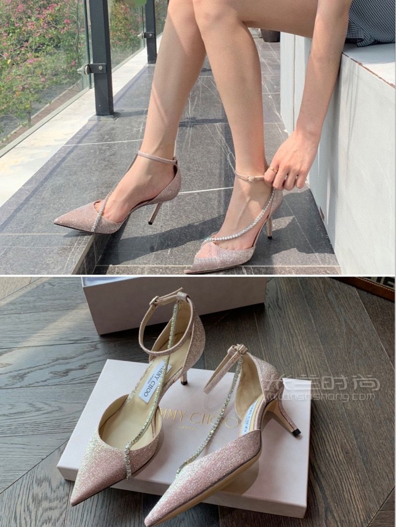 無比甜美的JimmyChoo周仰杰水鉆高跟鞋 高跟鞋_1
