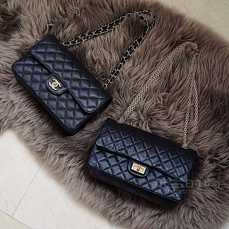 Chanel CF和香奈兒 2.55小號黑金對比 法國自由行_3