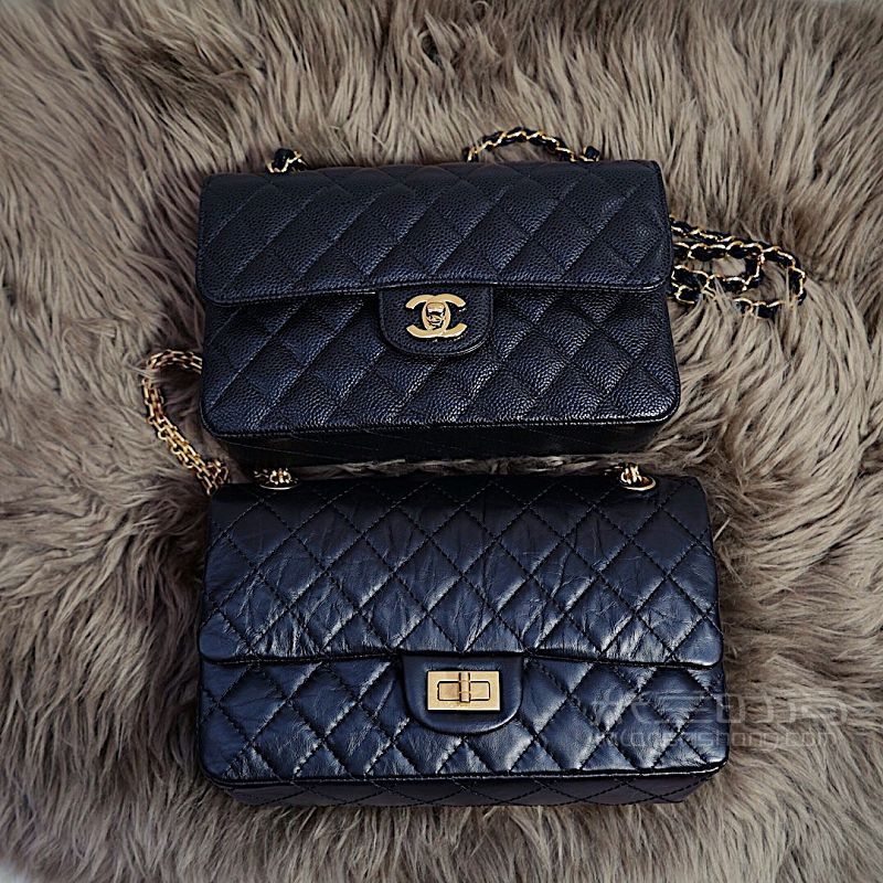Chanel CF和香奈兒 2.55小號黑金對比 法國自由行_1