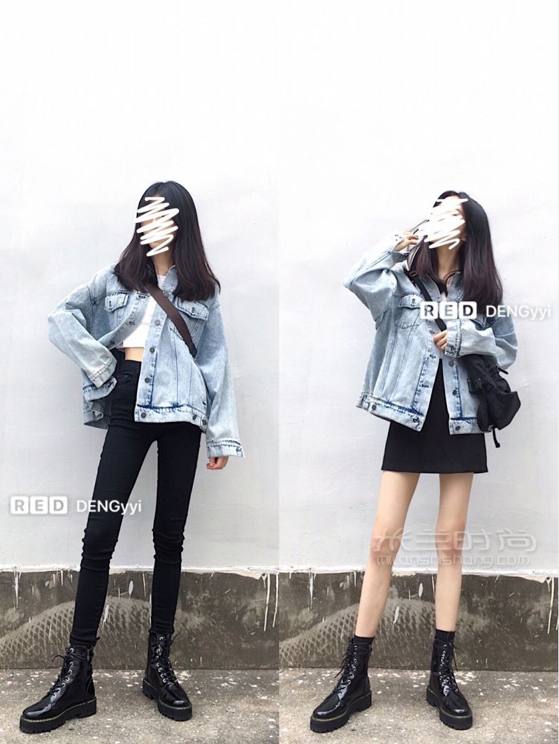 5套早秋穿搭酷女孩厚馬丁靴超A通勤搭配_2