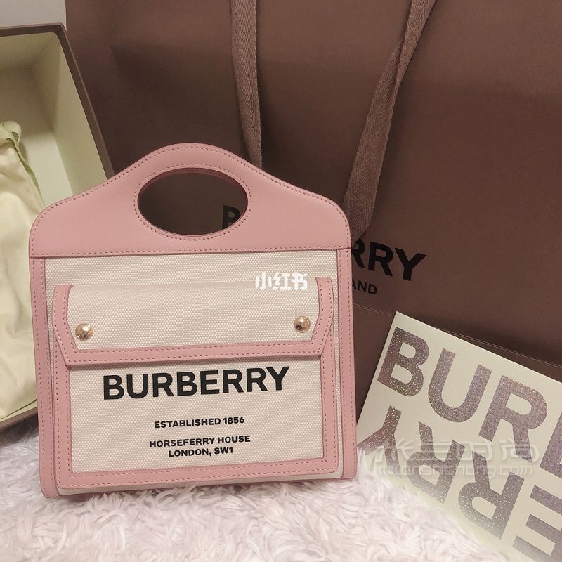 Burberry限量款郵差包 嫩粉色少女心_1
