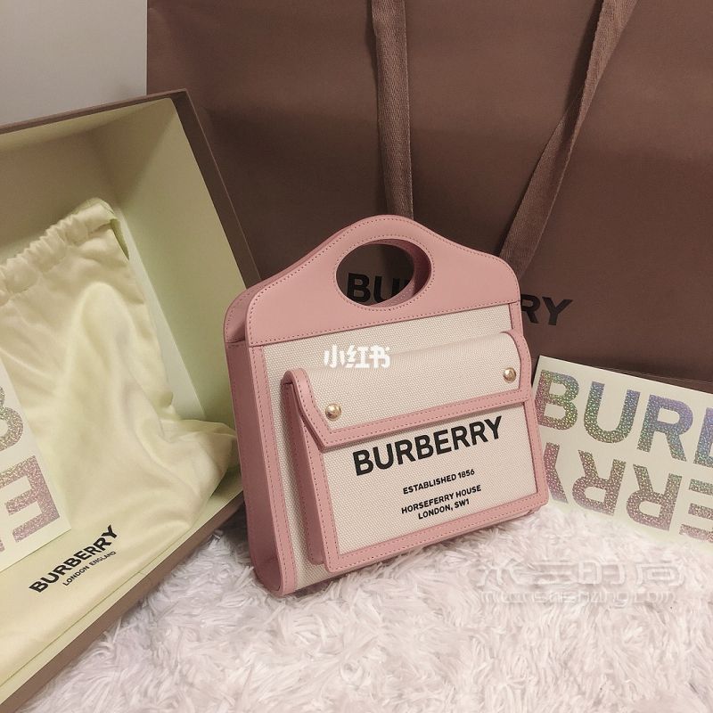 Burberry限量款郵差包 嫩粉色少女心_3