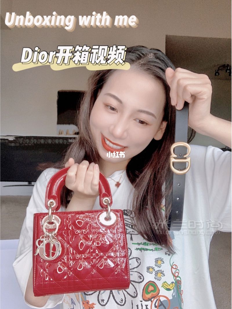 開箱視頻Dior漆皮戴妃包 黑金皮帶小羊皮戴妃包_1