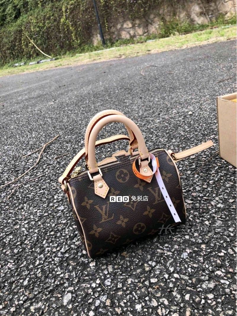 LV路易威登Nano Speedy 老花mini斜跨枕頭包女包_2