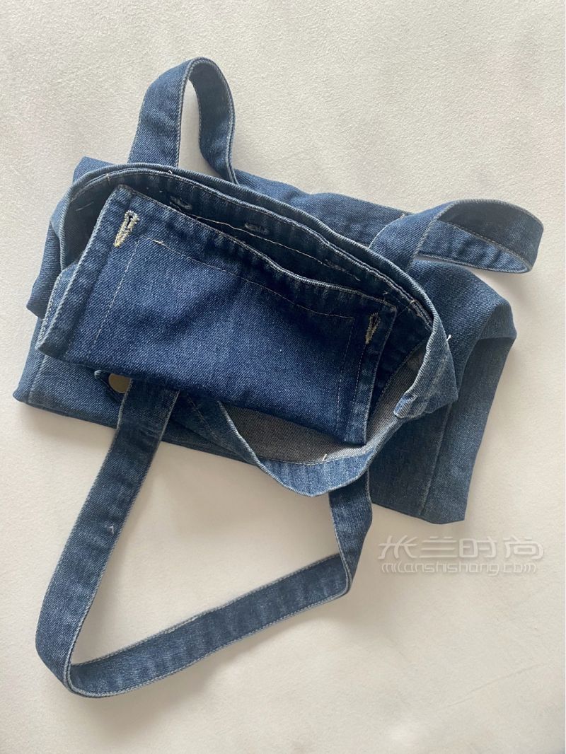 舊物改造 闊腿牛仔褲＝牛仔短褲+牛仔布包_4
