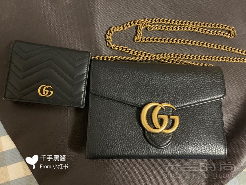 分享一下最近常用的鏈條包和錢包gucci古馳 古馳復(fù)古大logo雙G鏈條包_1