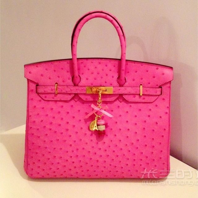 Hermes Birkin 35粉紅色鴕鳥(niǎo)皮包包-夏天去哪玩_1