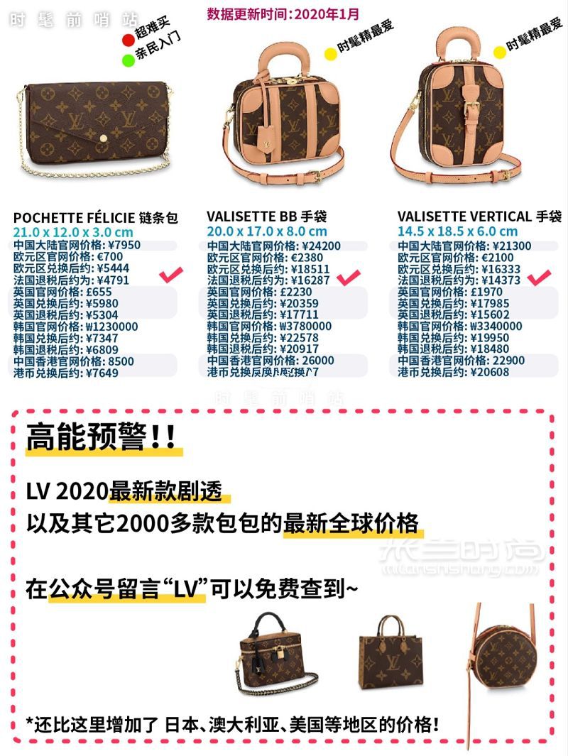 LV老花包包匯總全球比價 路易威登包包價格_3