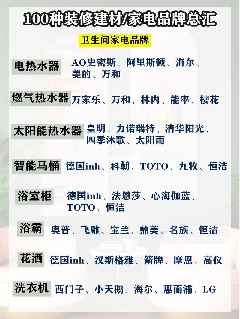 100種裝修建材品牌總匯 全屋裝修詳細(xì)流程表_4